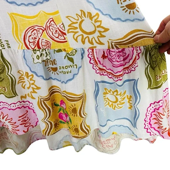 Paper Hearts Citron Amalfi Soleil Linen Blend Coastal Maxi Dress Size L - Picture 5 of 9